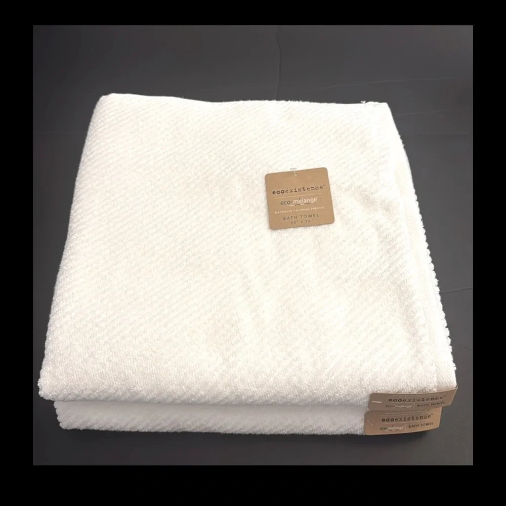 8pc Ecoexistence Eco-Melange Diagonal Stripes Bath Towel Set - White